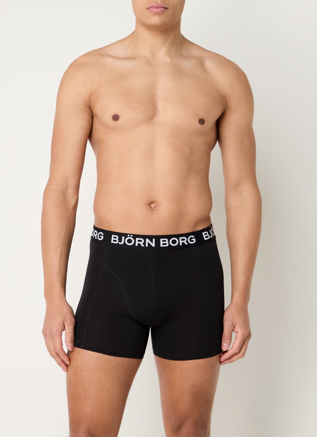 Björn Borg Boxershorts met logoband in 3-pack - voorkant 2 zwart