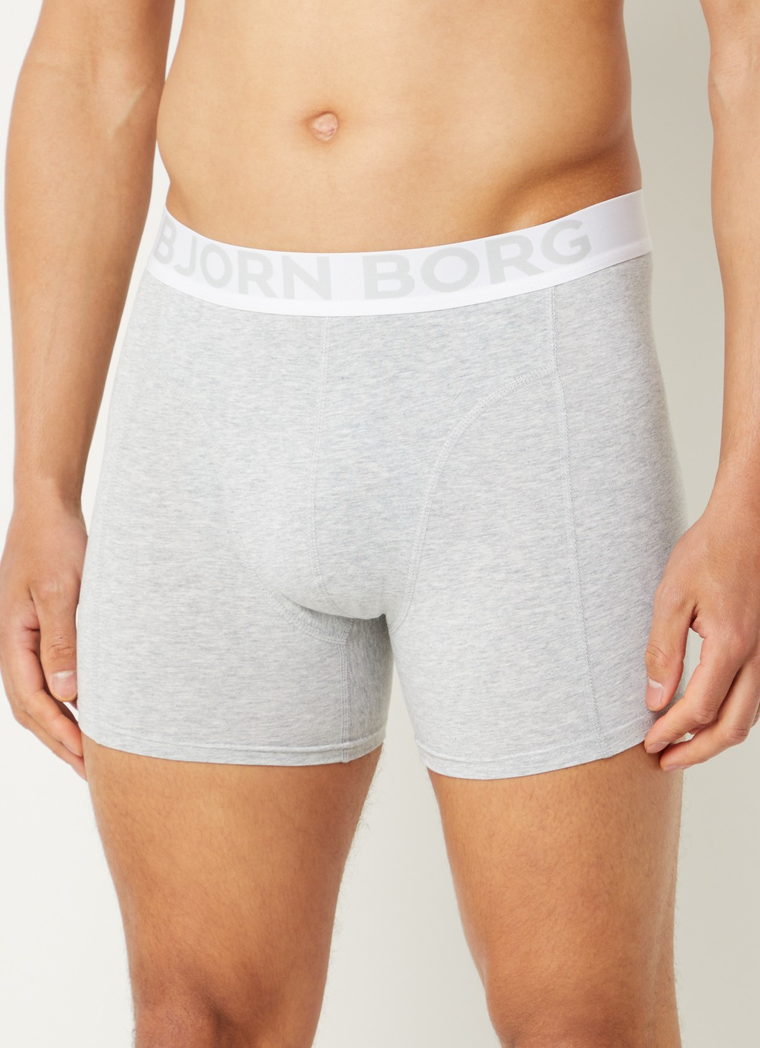 Björn Borg Boxershorts met logoband in 3-pack - voorkant 3 grijsmele