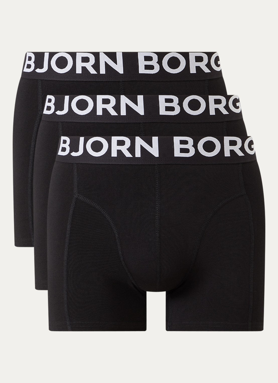 Björn Borg Boxershorts met logoband in 3-pack - voorkant zwart