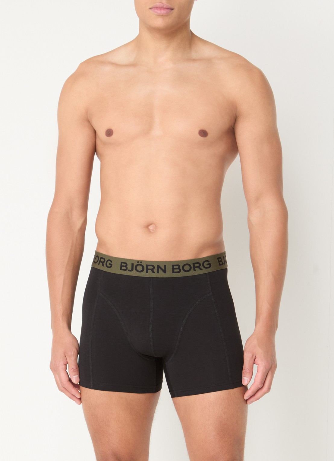 Björn Borg Boxershorts met logoband in 3-pack - voorkant 2 zwart