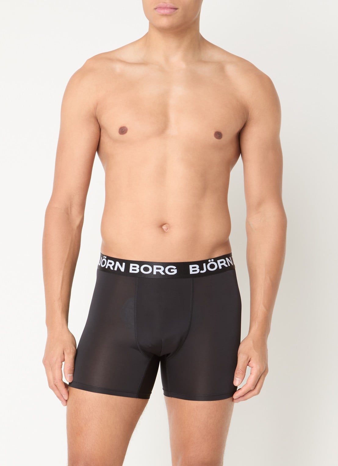Björn Borg Boxershorts met logoband in 3-pack - voorkant 2 zwart