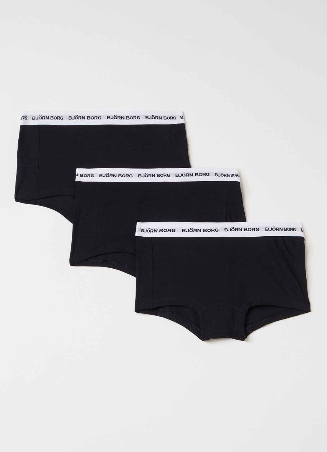 Björn Borg Boxershorts met logoband in 3-pack - voorkant zwart