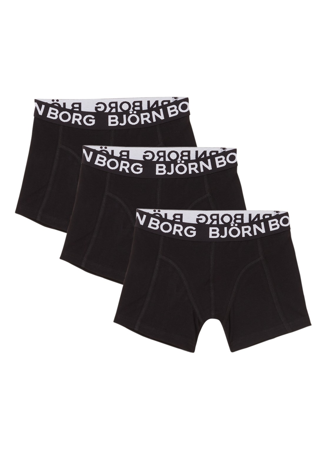 Björn Borg Boxershorts met logoband in 3-pack - voorkant zwart