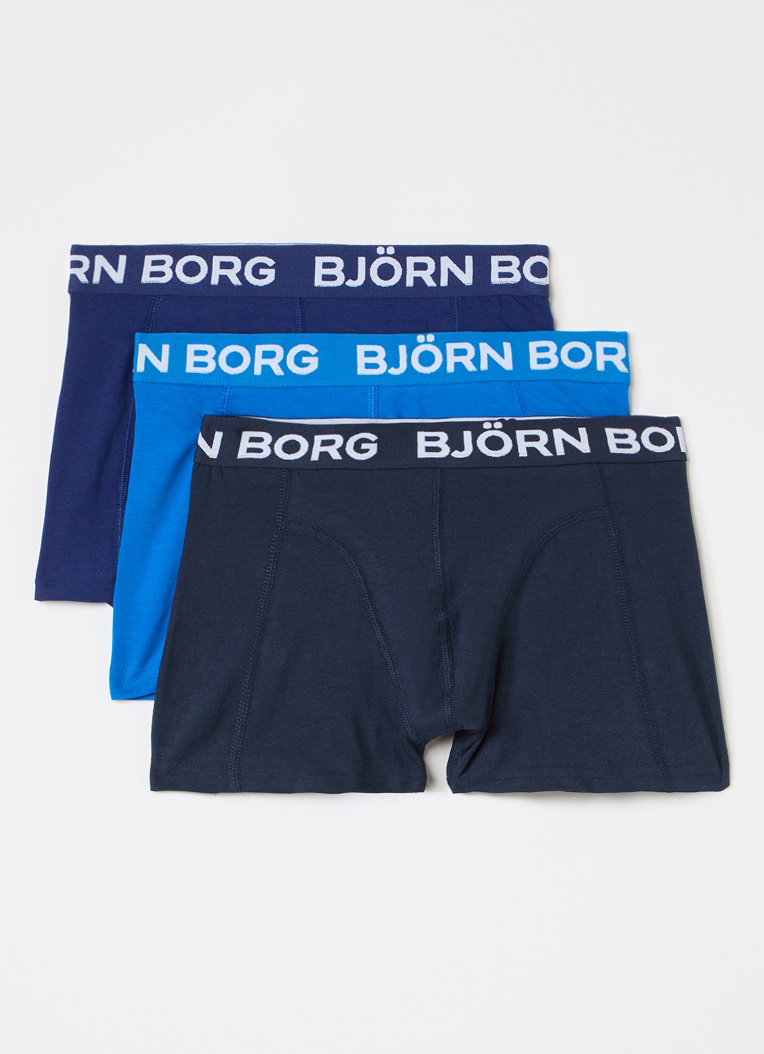 Björn Borg Boxershorts met logoband in 3-pack - voorkant blauw