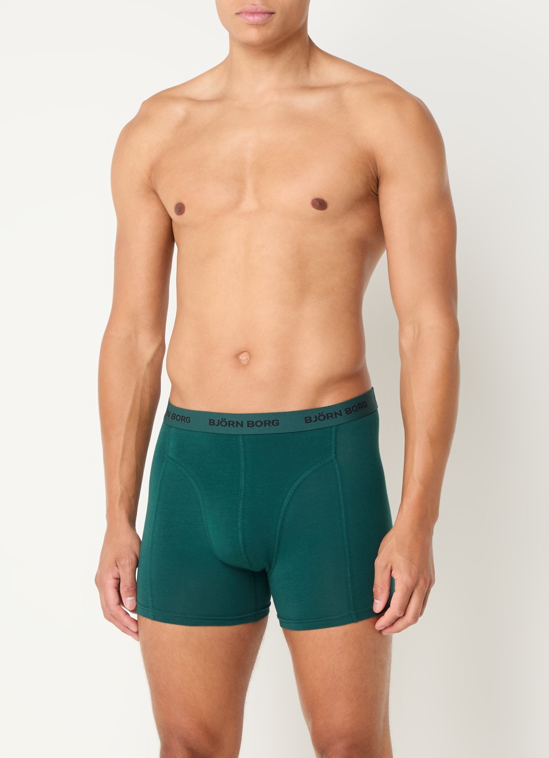Björn Borg Boxershorts met logoband in 5-pack - voorkant 4 donkergroen
