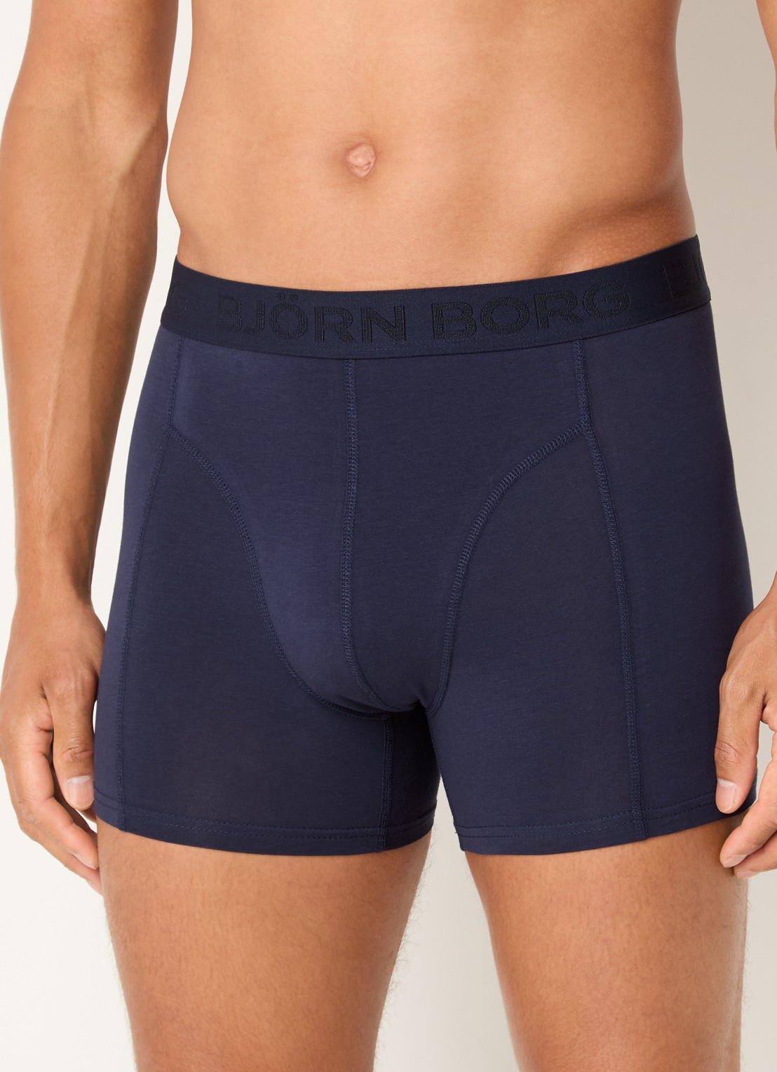 Björn Borg Boxershorts met logoband in 5-pack - detail donkerblauw