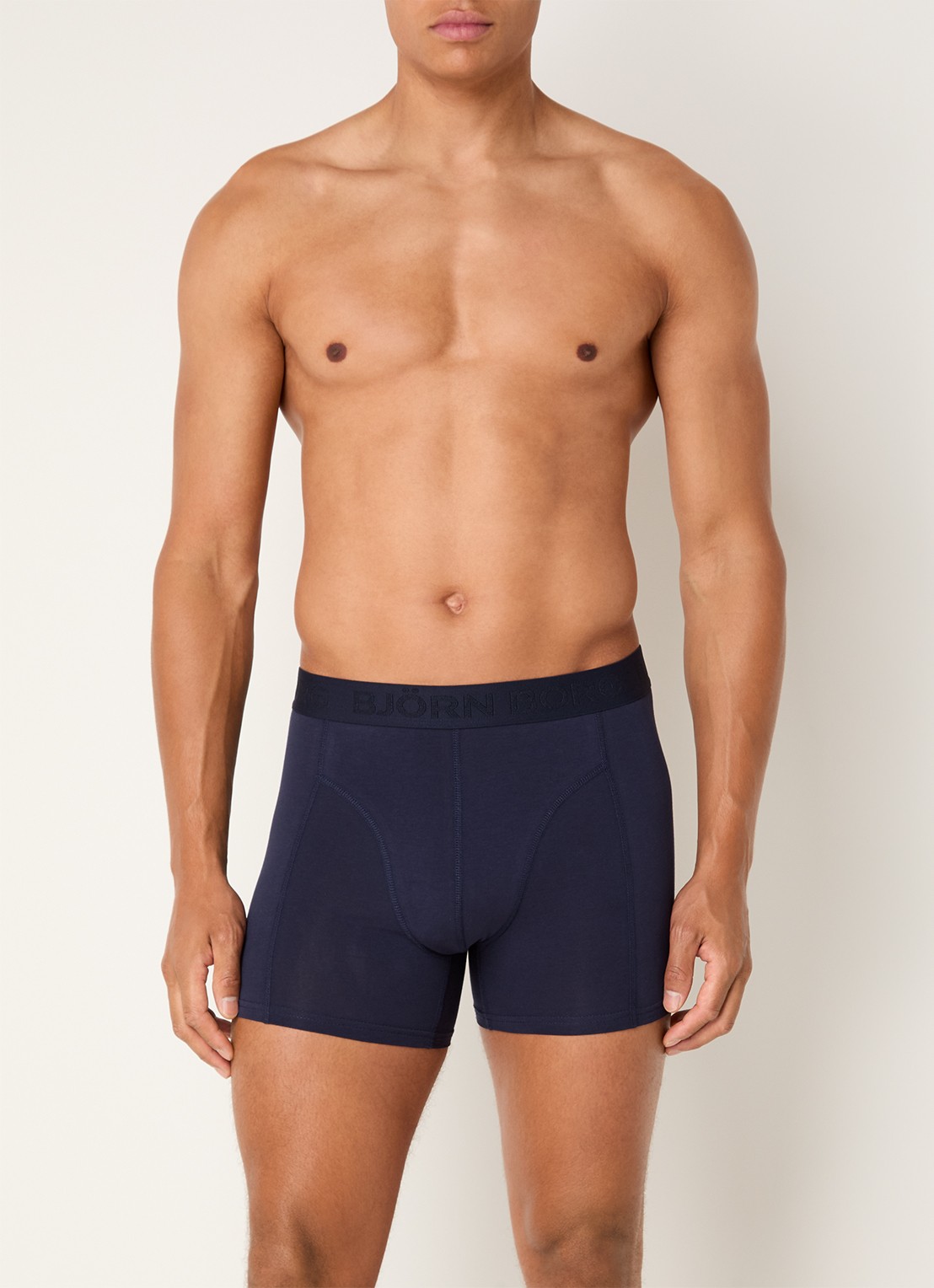 Björn Borg Boxershorts met logoband in 5-pack - voorkant 4 donkerblauw