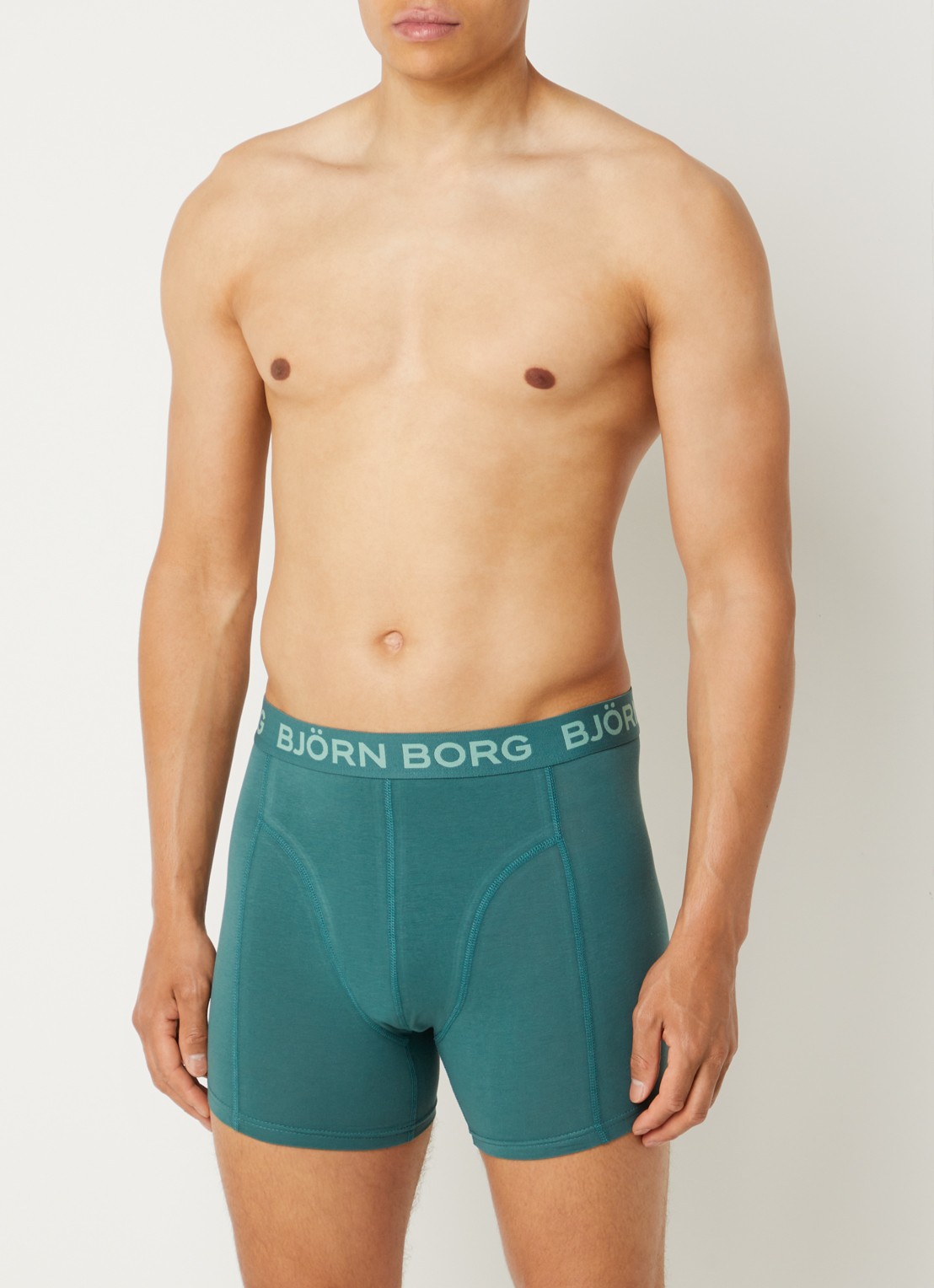 Björn Borg Boxershorts met logoband in 5-pack - detail olijfgroen