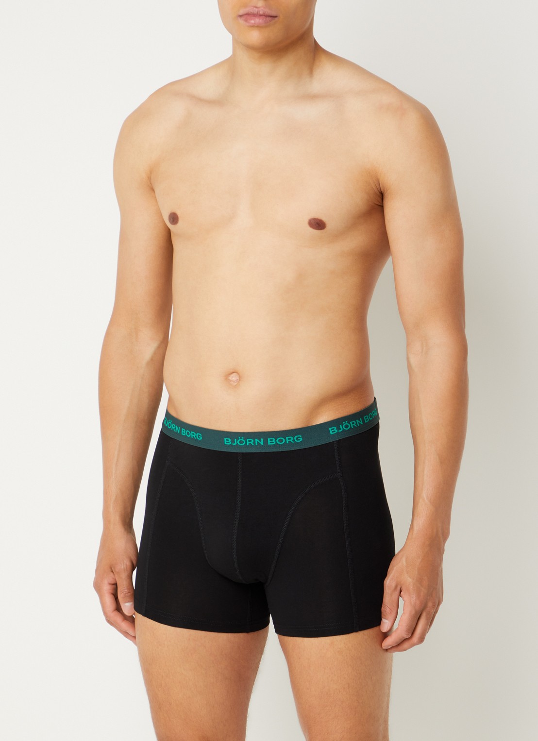 Björn Borg Boxershorts met logoband in 5-pack - detail donkergroen