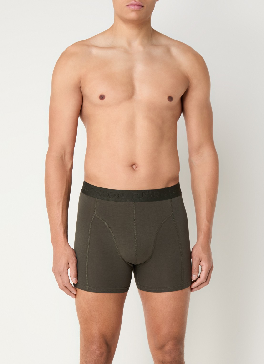 Björn Borg Boxershorts met logoband in 5-pack - voorkant 2 donkergroen