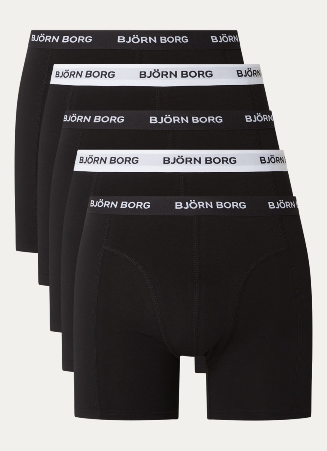 Björn Borg Boxershorts met logoband in 5-pack - voorkant 2 zwart