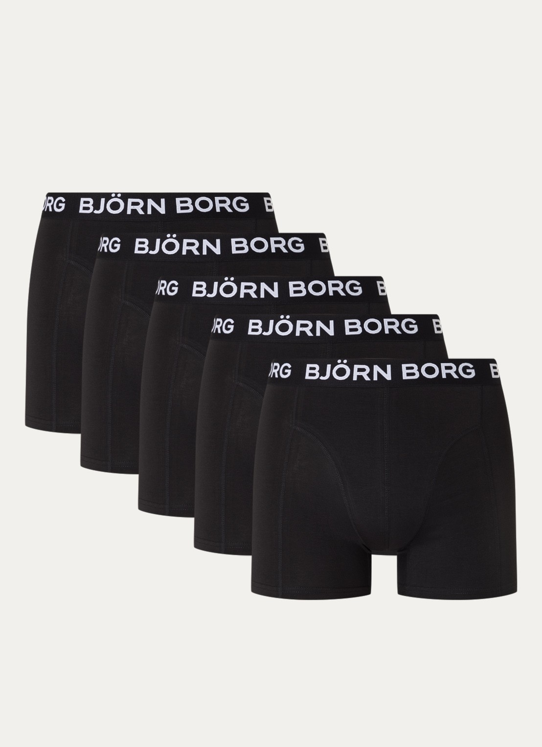 Björn Borg Boxershorts met logoband in 5-pack - voorkant 3 zwart
