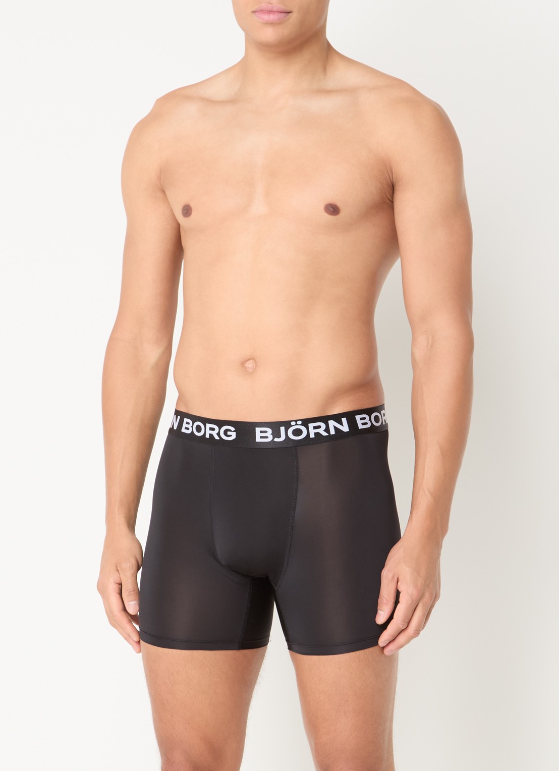 Björn Borg Boxershorts met logoband in 5-pack - voorkant 3 zwart