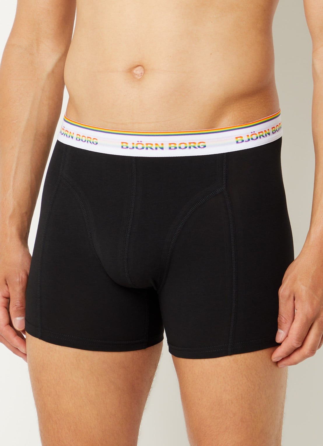 Björn Borg Boxershorts met logoband in 6-pack - voorkant 4 zwart