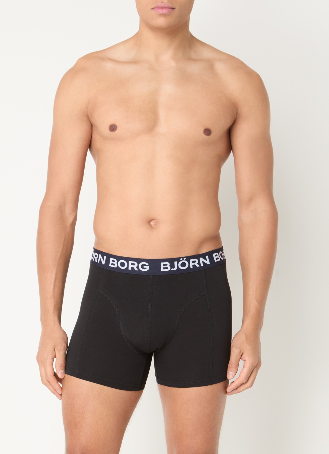 Björn Borg Boxershorts met logoband in 7-pack - voorkant 3 zwart