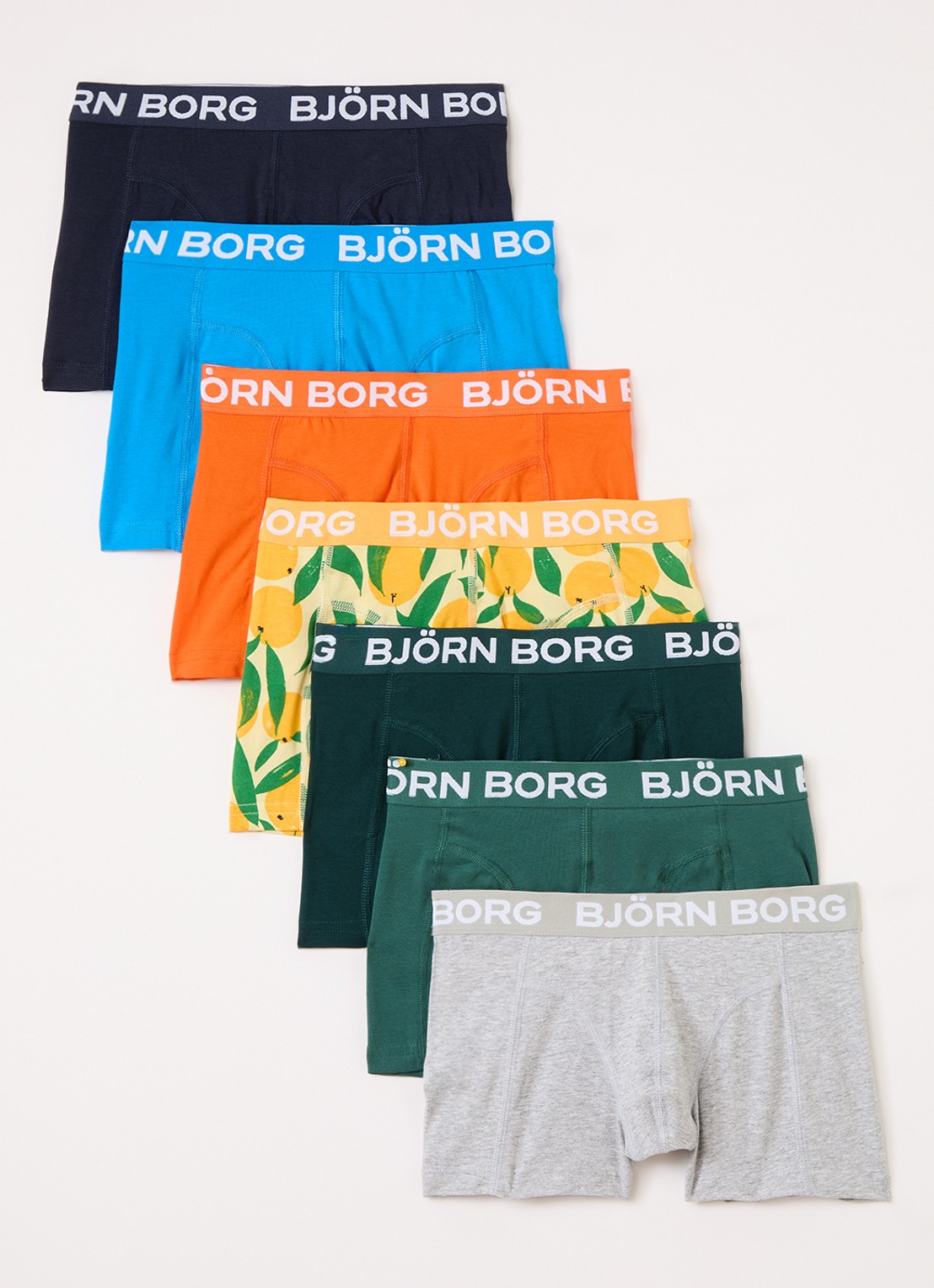 Björn Borg Boxershorts met logoband in 7-pack - voorkant blauw