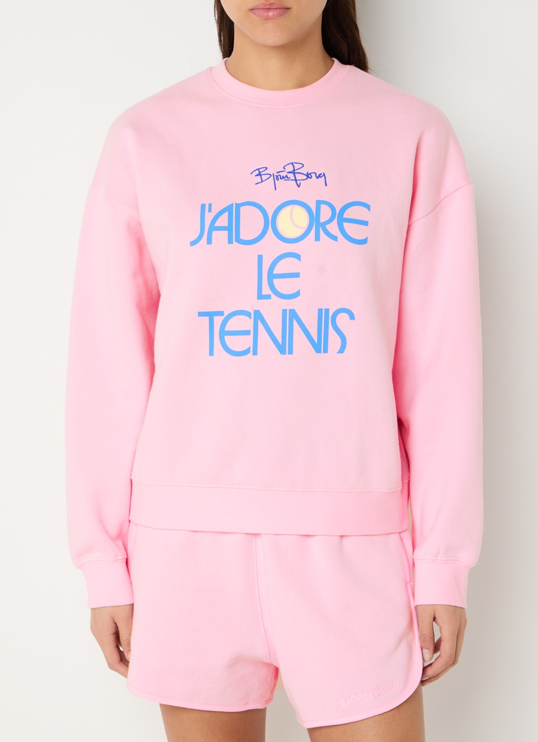 Björn Borg Boyfriend sweater met front- en backprint - detail 4 roze