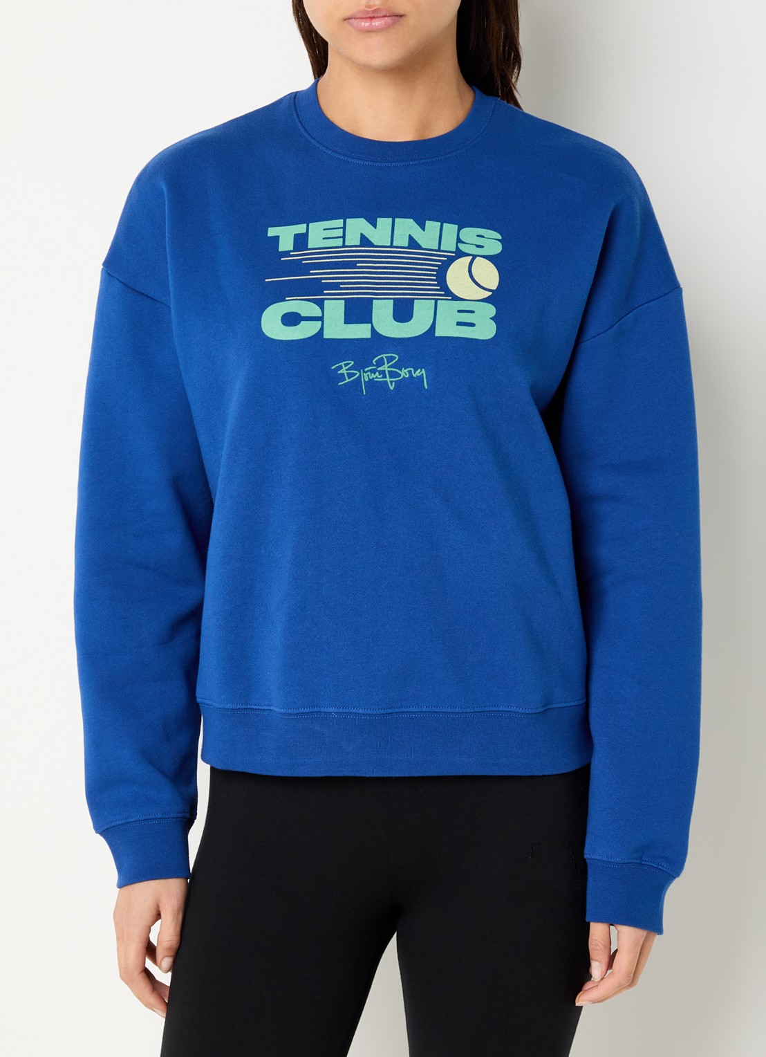 Björn Borg Boyfriend sweater met front- en backprint - detail blauw