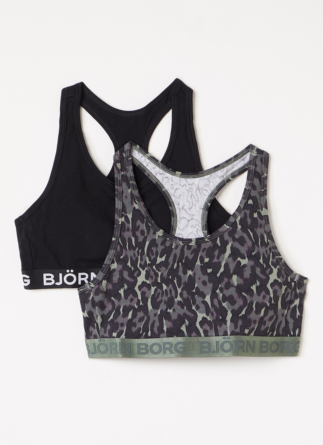Björn Borg Bralette met logoband in 2-pack - voorkant zwart