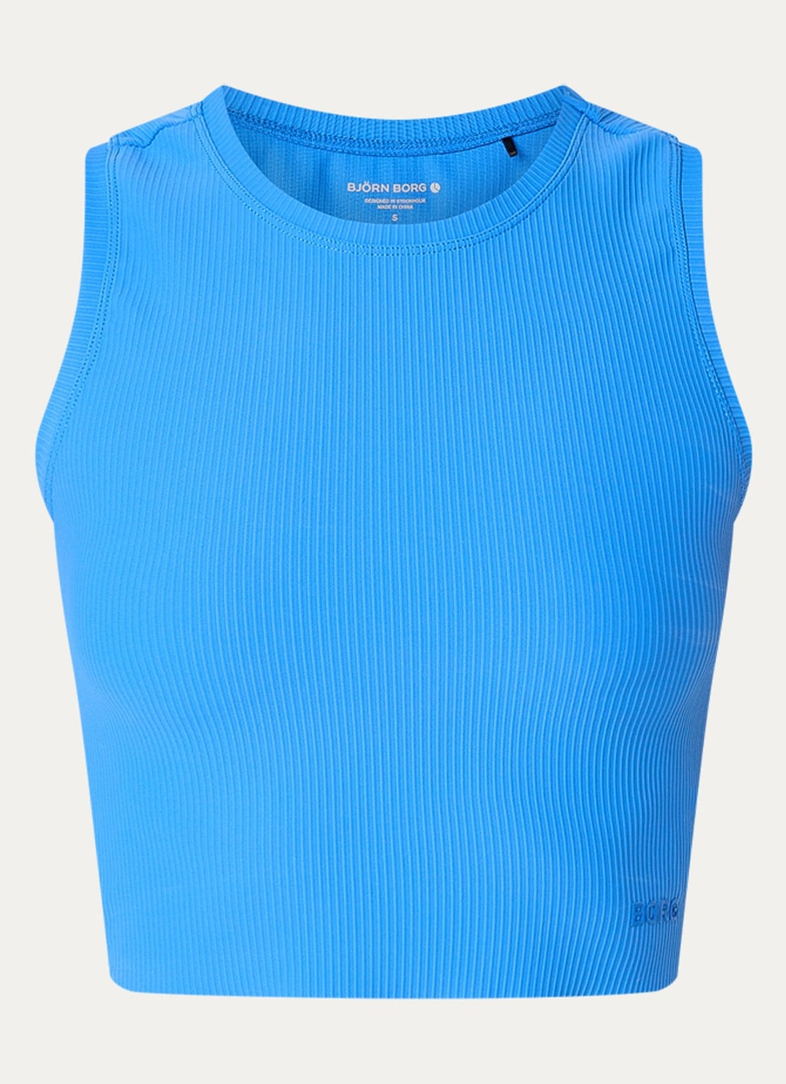 Björn Borg Cropped tanktop met structuur - voorkant kobaltblauw