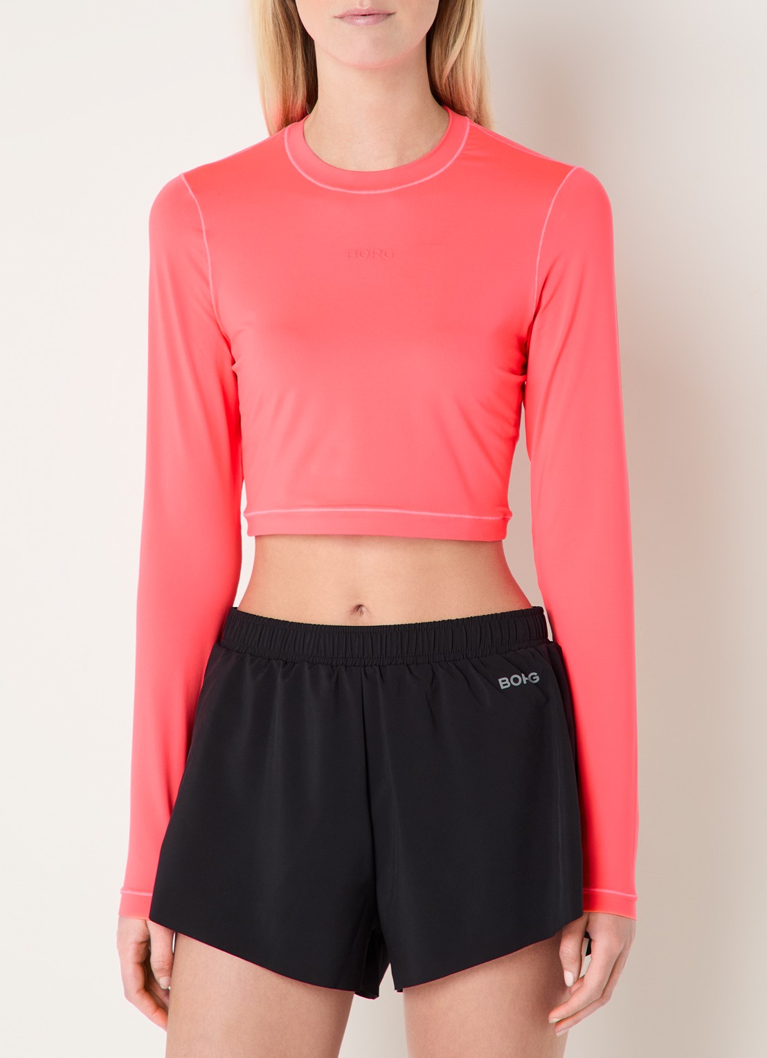 Björn Borg Cropped trainings longsleeve met logo  - detail 4 roze