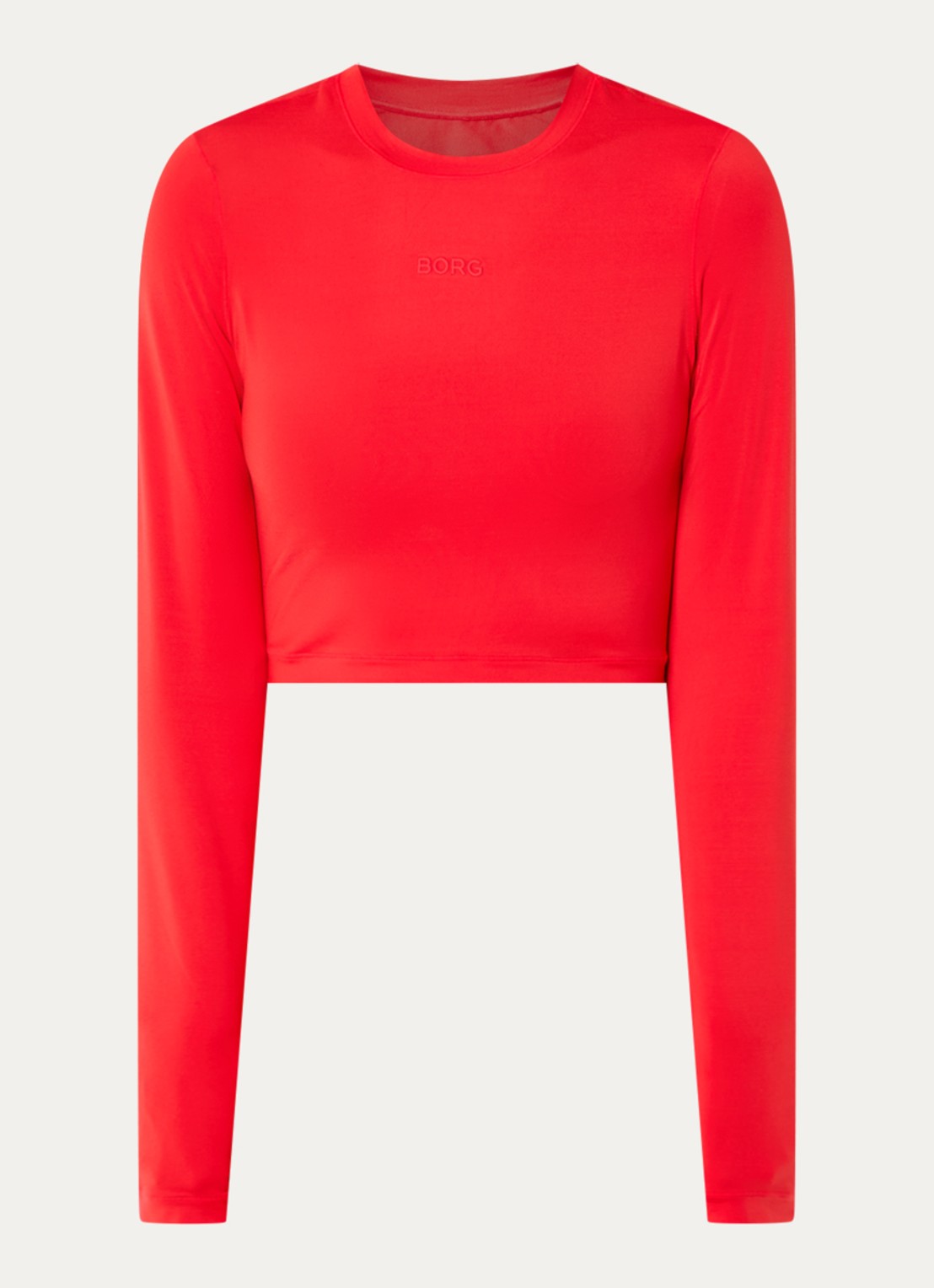 Björn Borg Cropped trainings longsleeve met logo - voorkant rood