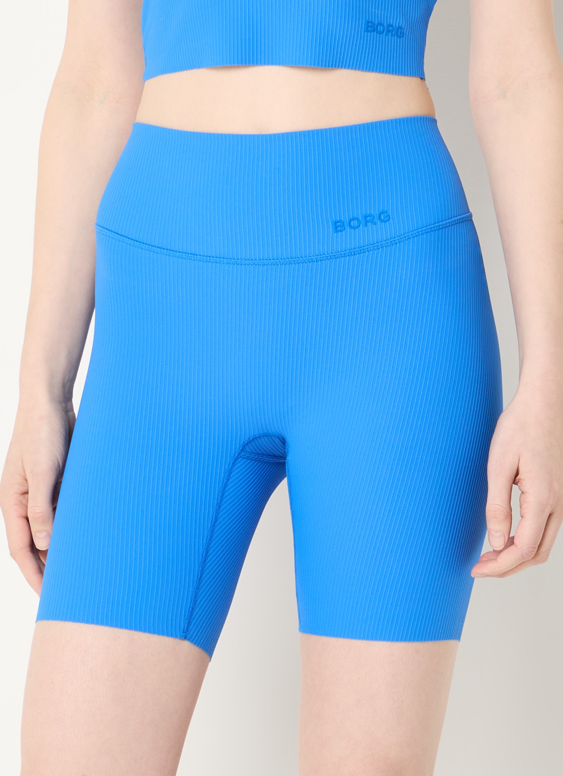 Björn Borg High waist slim fit shorts met logo - detail 4 kobaltblauw