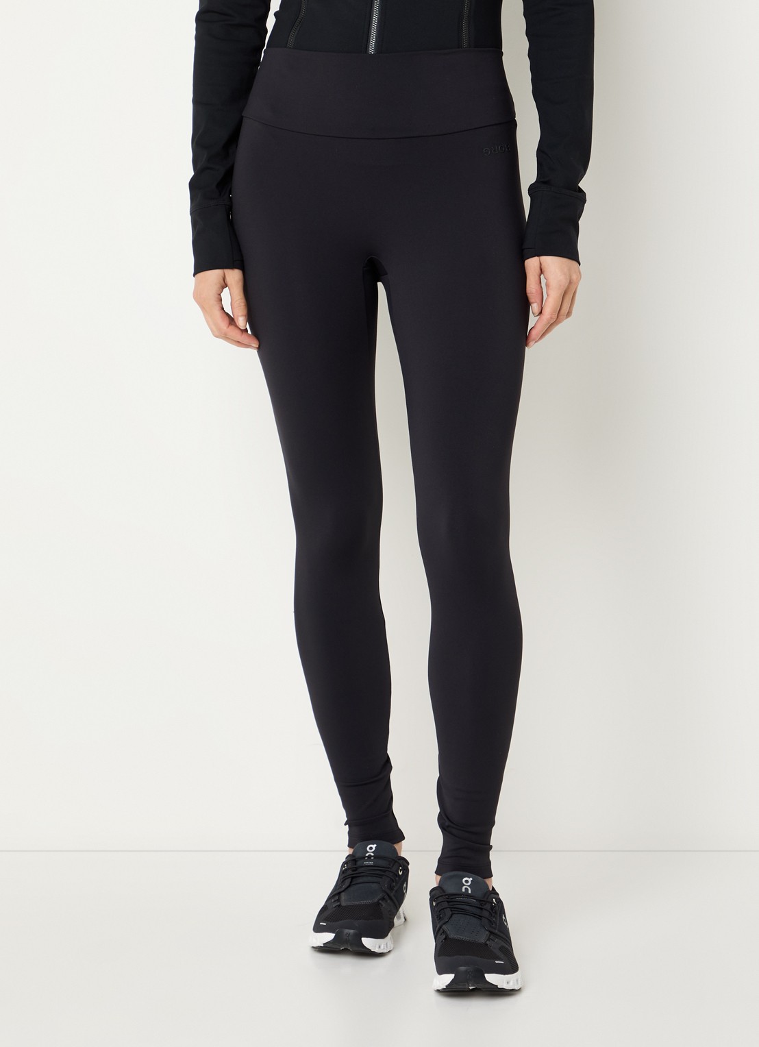 Björn Borg High waist slim fit sportlegging met logo - detail zwart
