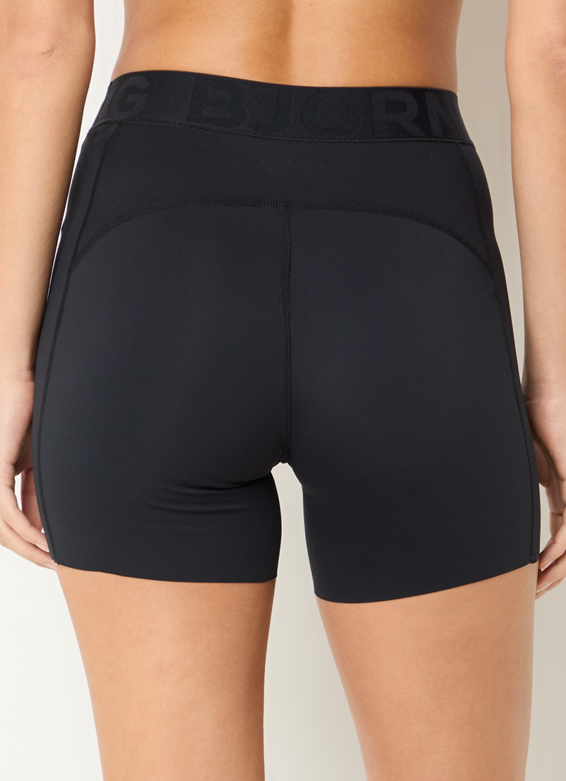 Björn Borg Mid waist slim fit shorts met logoband - achterkant 3 zwart