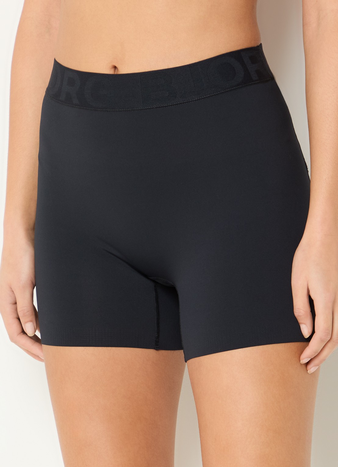 Björn Borg Mid waist slim fit shorts met logoband - detail 4 zwart