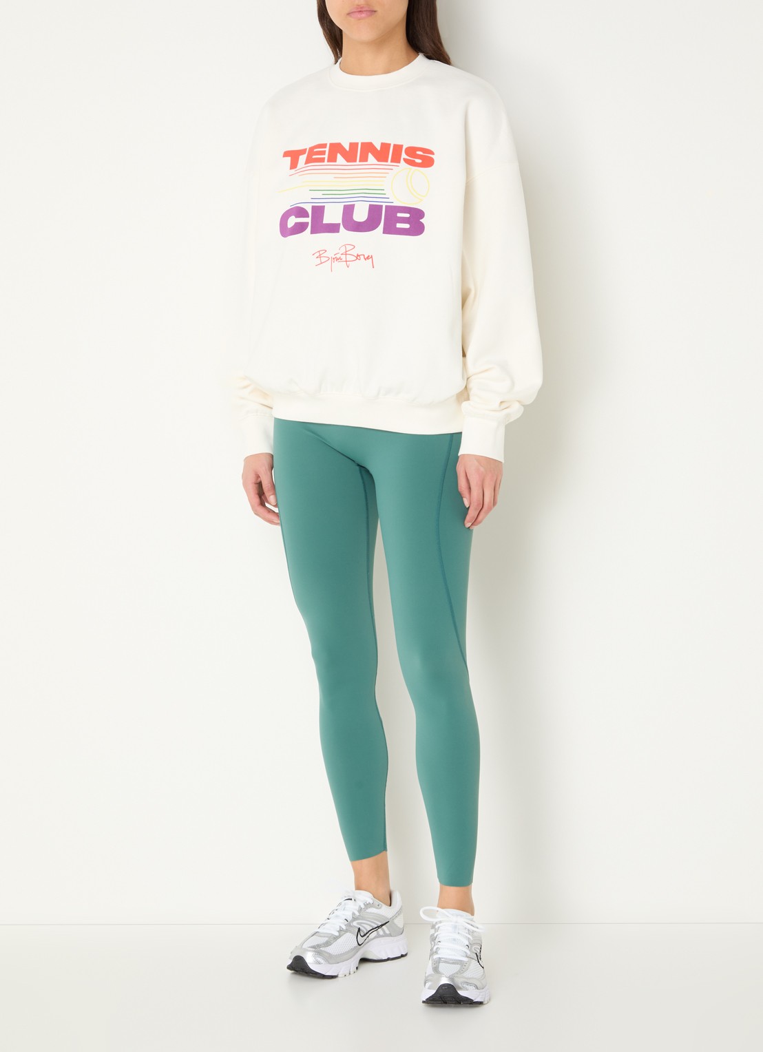 Björn Borg Oversized sweater met print - voorkant 4 gebroken wit
