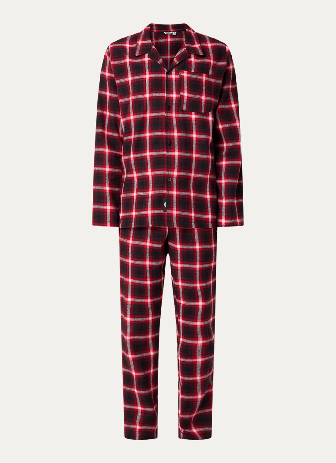 Björn Borg Pyjamaset met ruitdessin en borstzak - voorkant rood