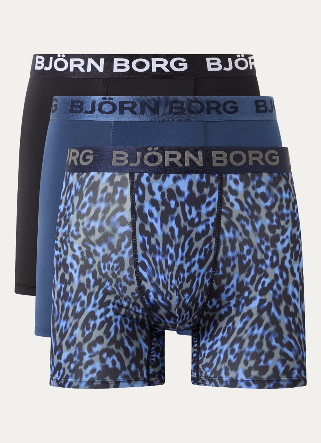 Björn Borg Sports Boxershorts met logoband in 3-pack - voorkant 3 zwart