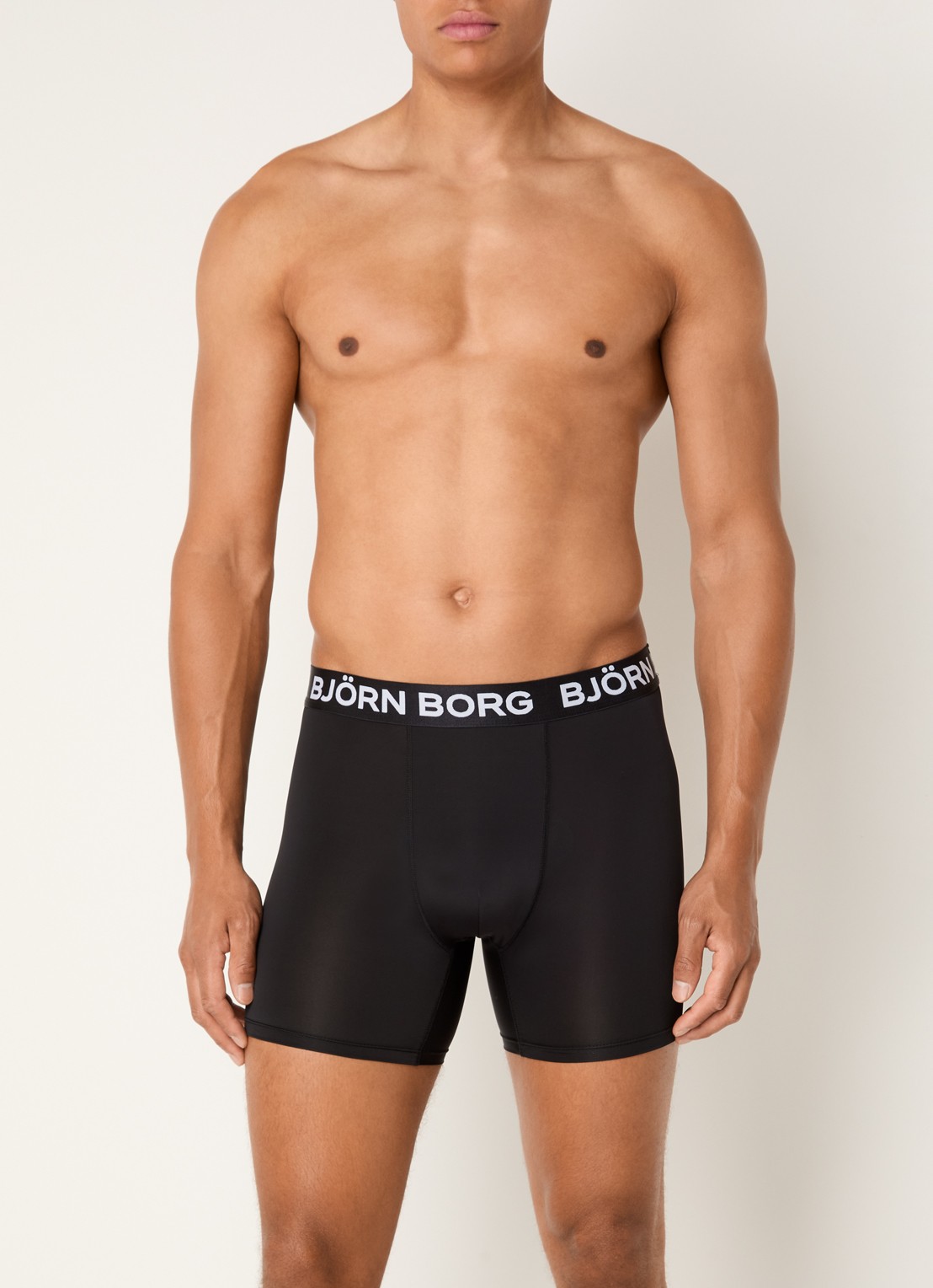 Björn Borg Sports Boxershorts met logoband in 3-pack - voorkant 4 zwart