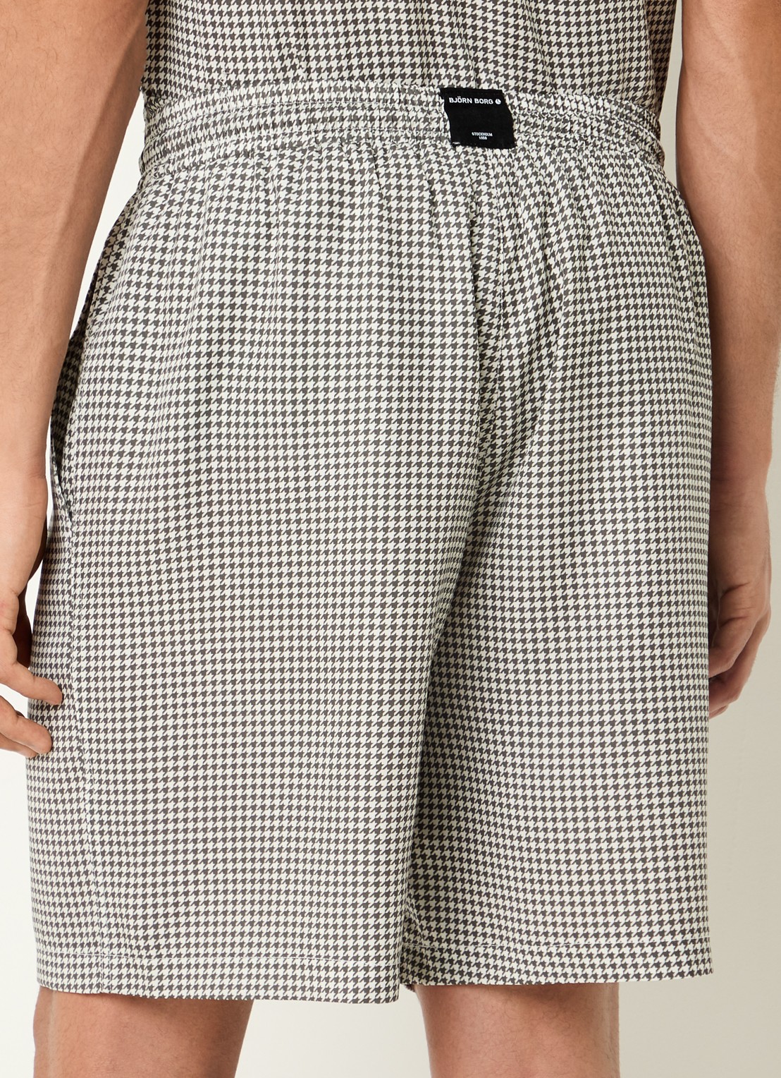 Björn Borg Straight fit korte broek met pied-de-poule dessin - achterkant 4 mosgroen