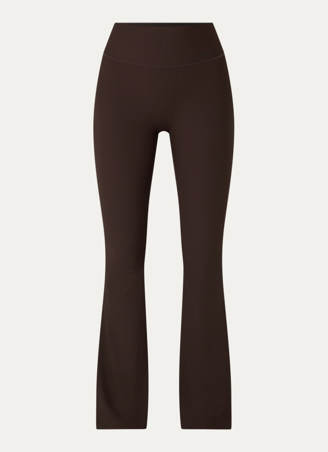 Björn Borg Studio high waist flared fit trainingslegging met ribstructuur - voorkant 4 bruin