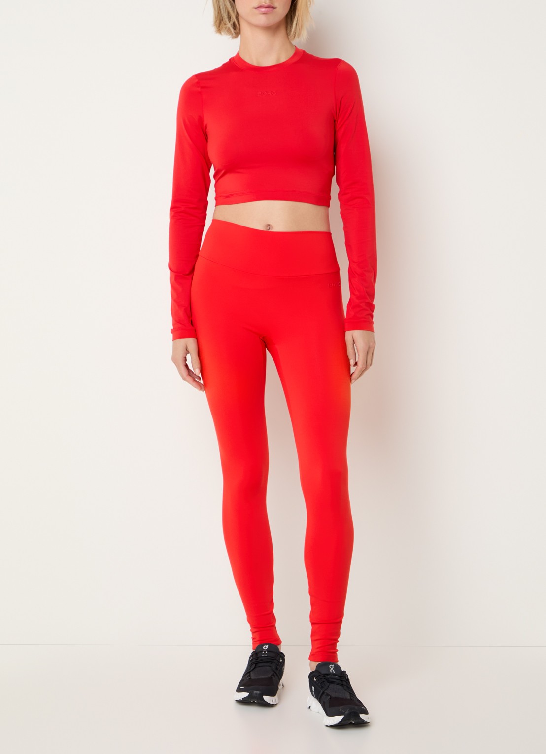 Björn Borg Studio high waist skinny fit trainigslegging met 3D logo - voorkant 5 rood