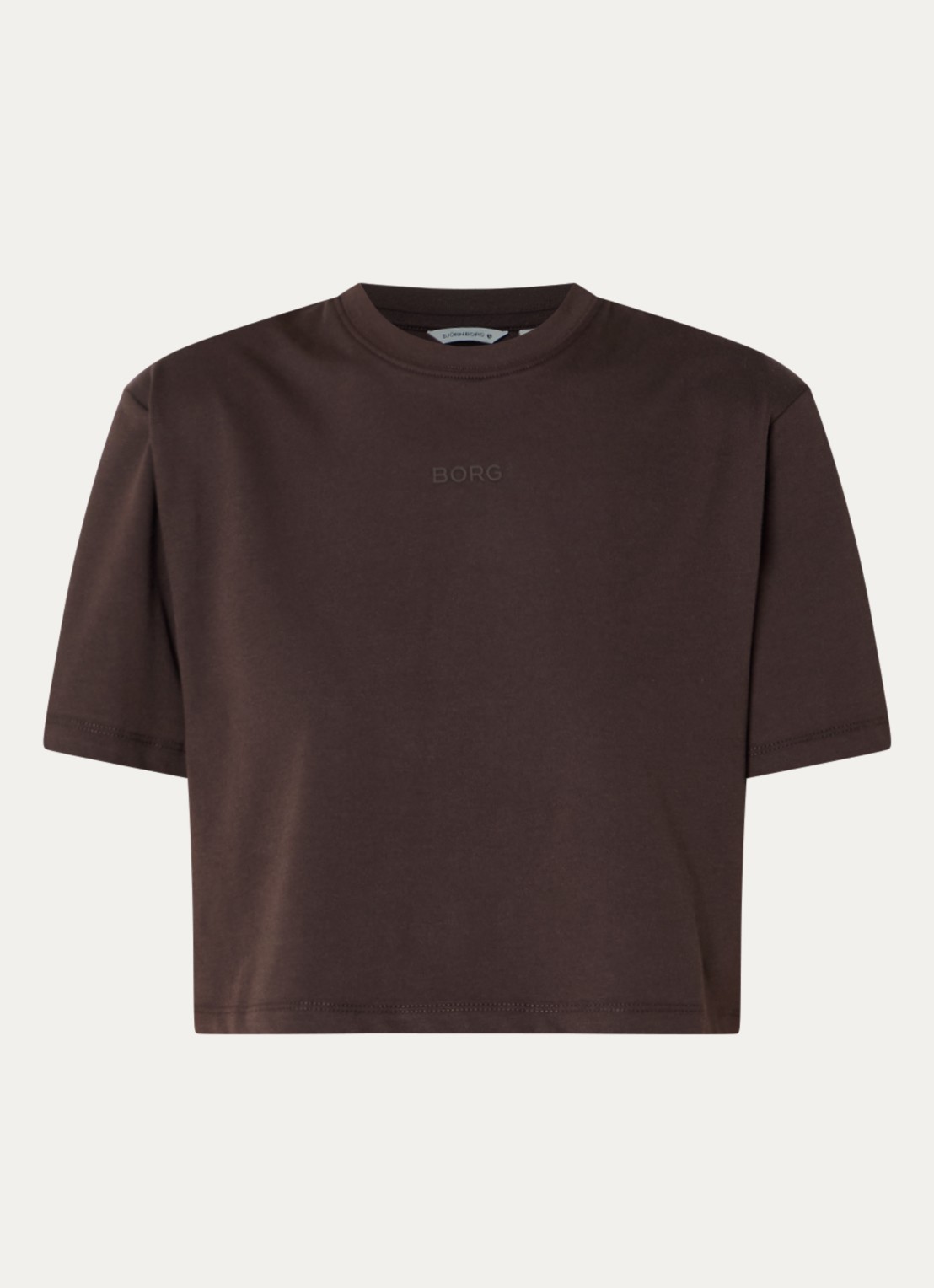 Björn Borg Studio Oversized cropped T-shirt met logo - voorkant 3 donkerbruin