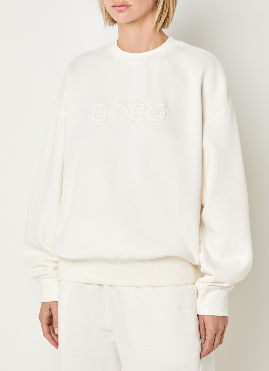 Björn Borg Studio Oversized sweater met logo - detail 2 ivoor