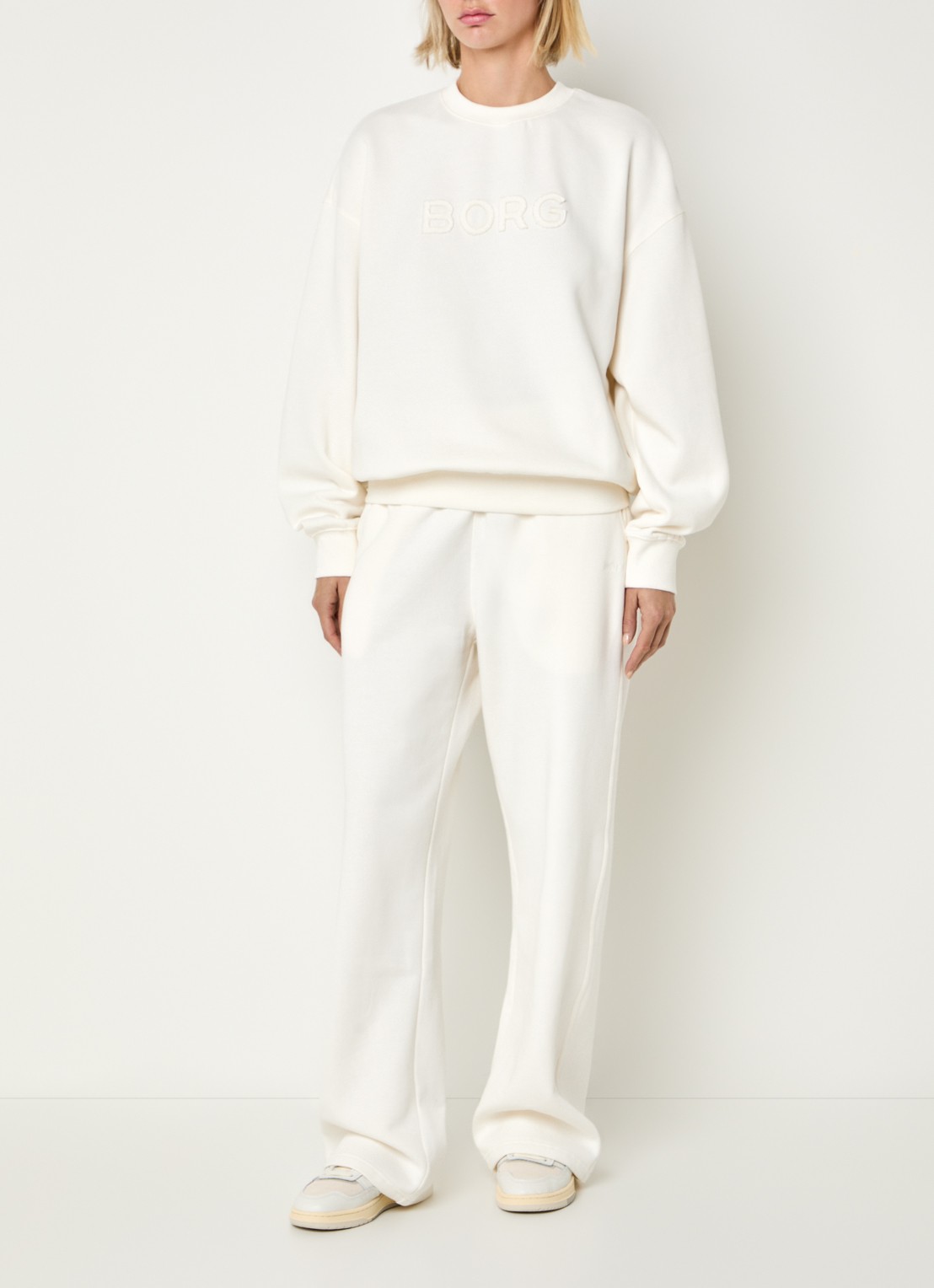 Björn Borg Studio Oversized sweater met logo - voorkant 4 ivoor