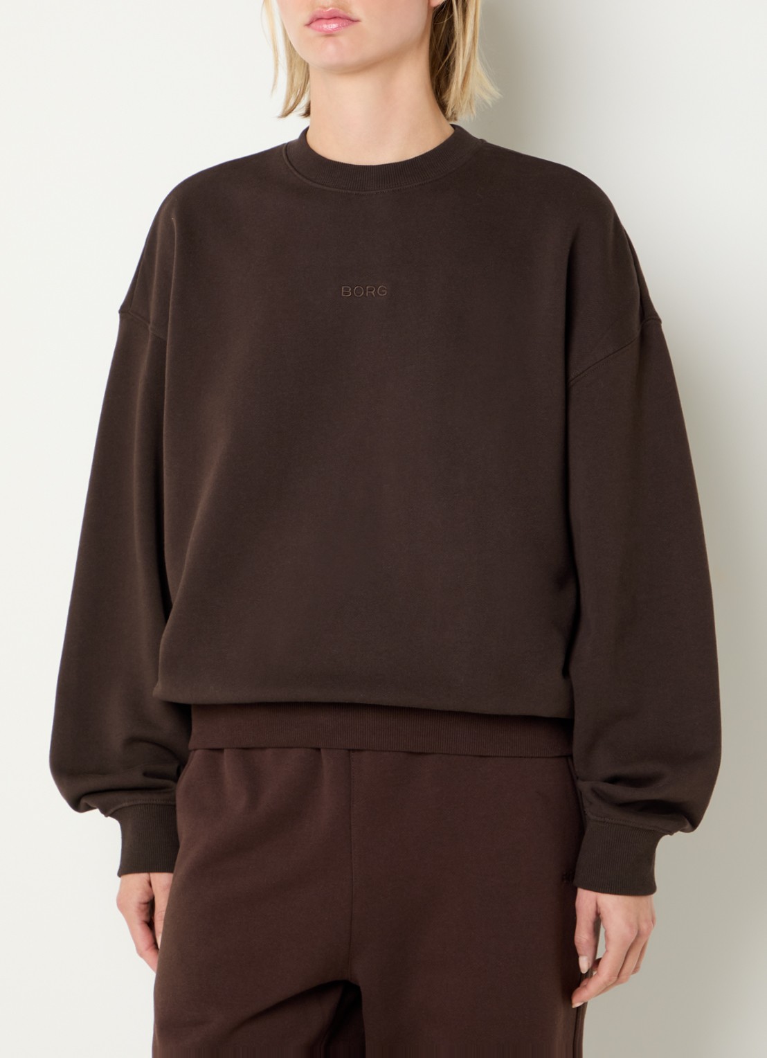 Björn Borg Studio Oversized sweater met logo - detail bruin