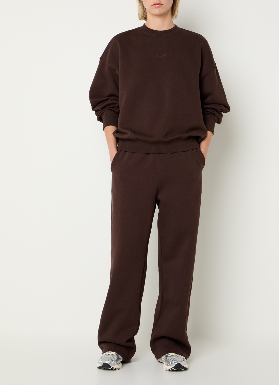 Björn Borg Studio Oversized sweater met logo - voorkant 4 bruin
