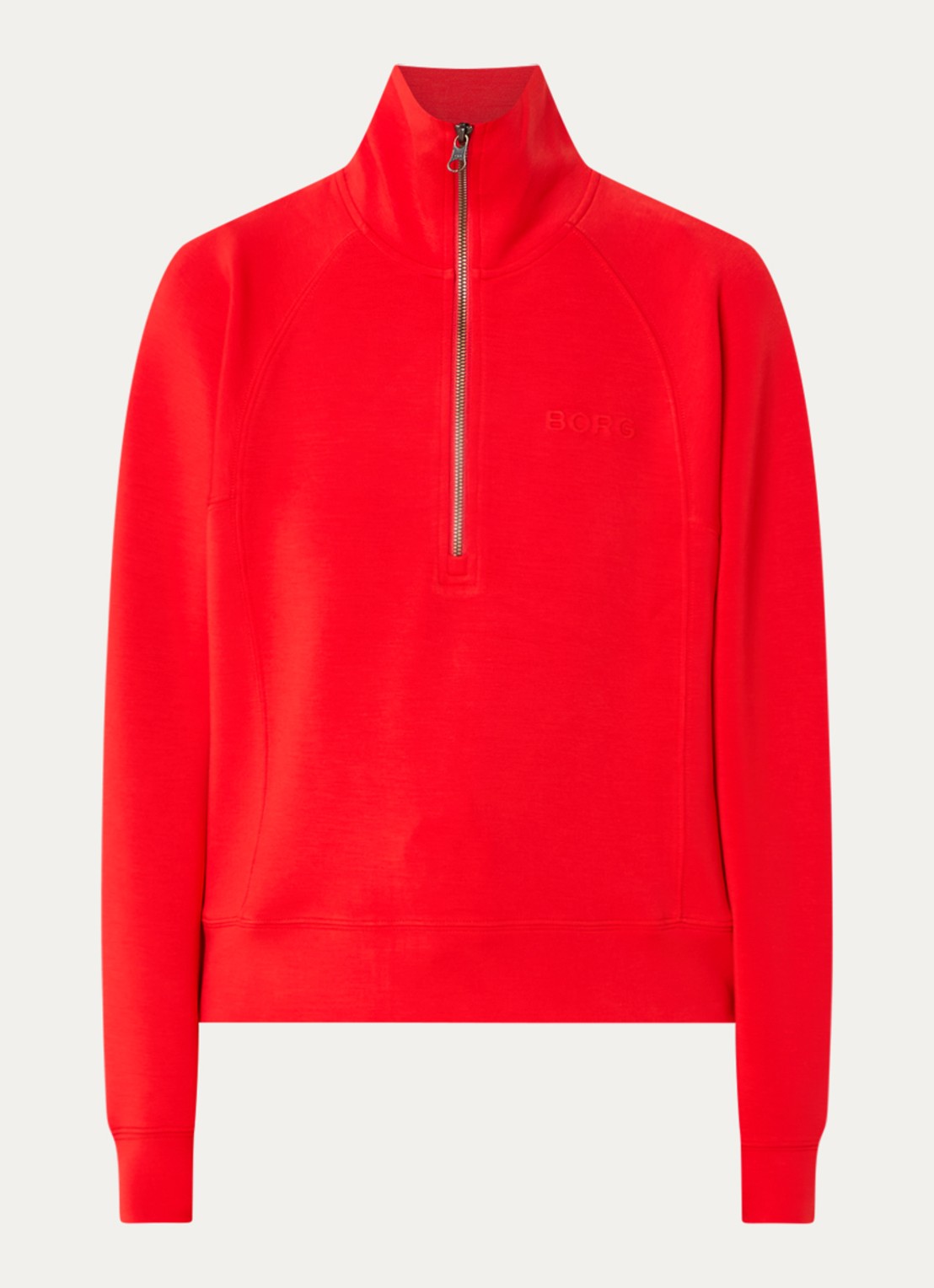 Björn Borg Studio Soft sweater met halve rits - voorkant rood