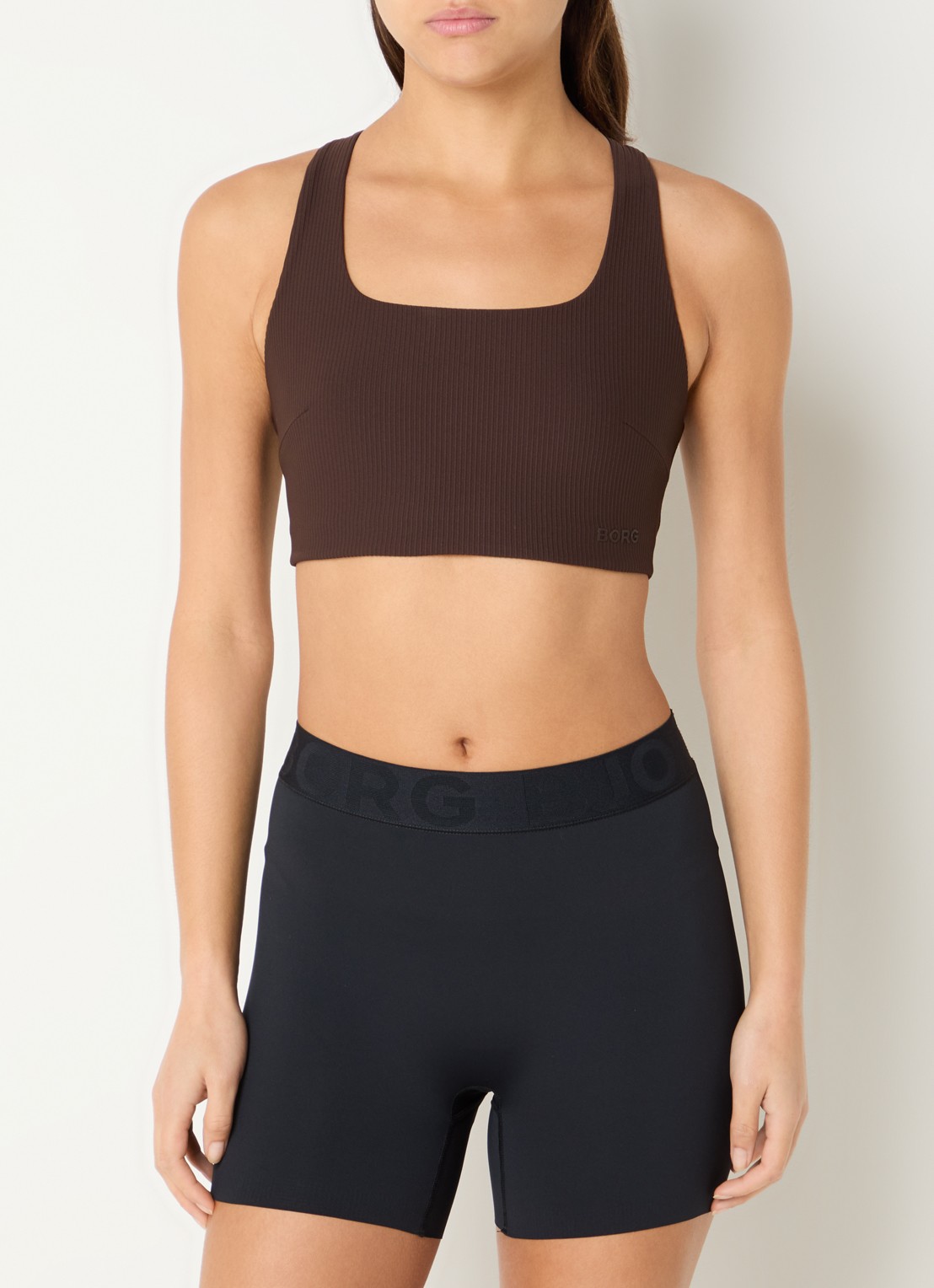 Björn Borg Studio sport bh met medium support - detail bruin