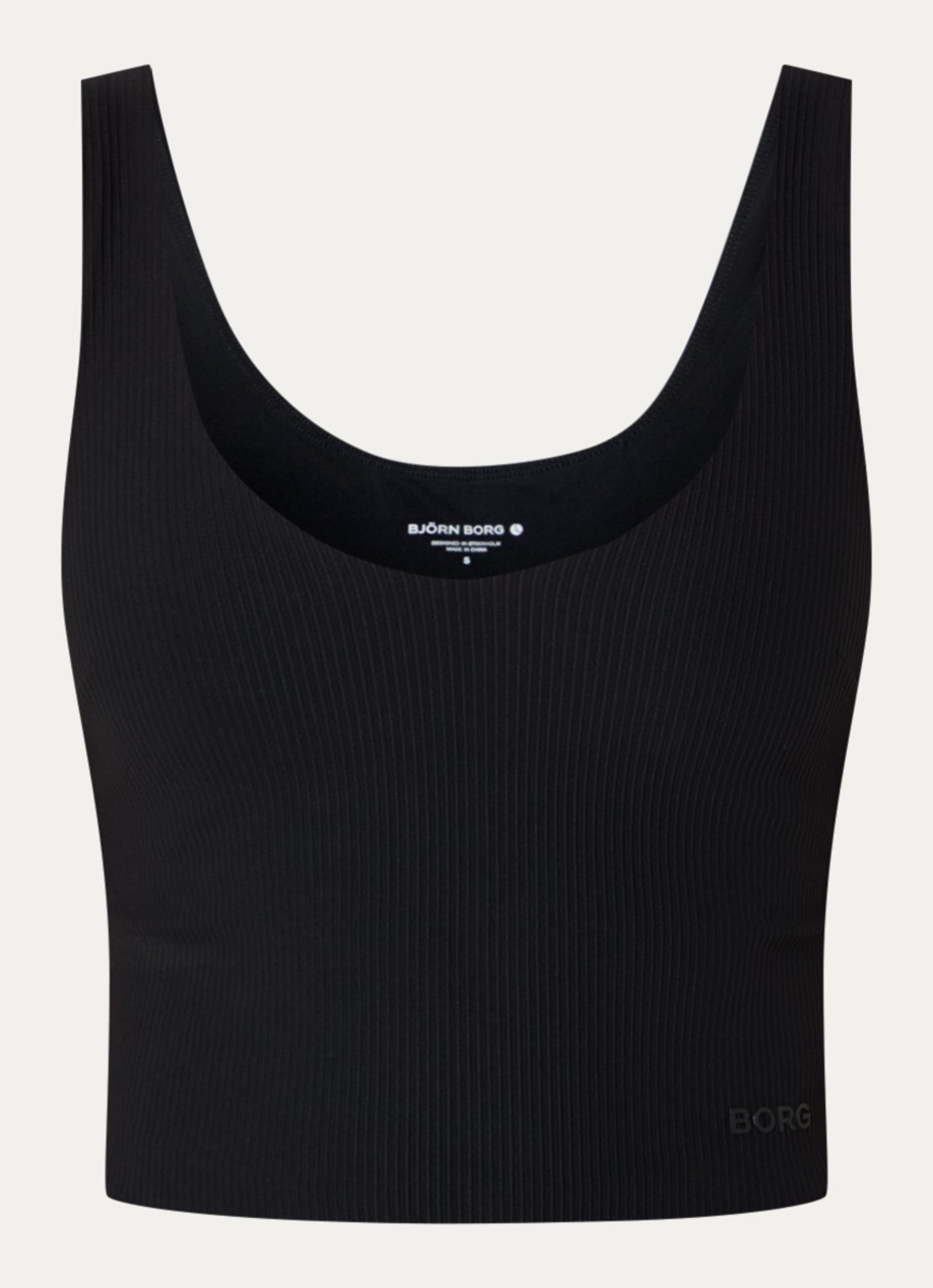 Björn Borg Studio sport bh met ribstructuur en medium support - voorkant 3 zwart