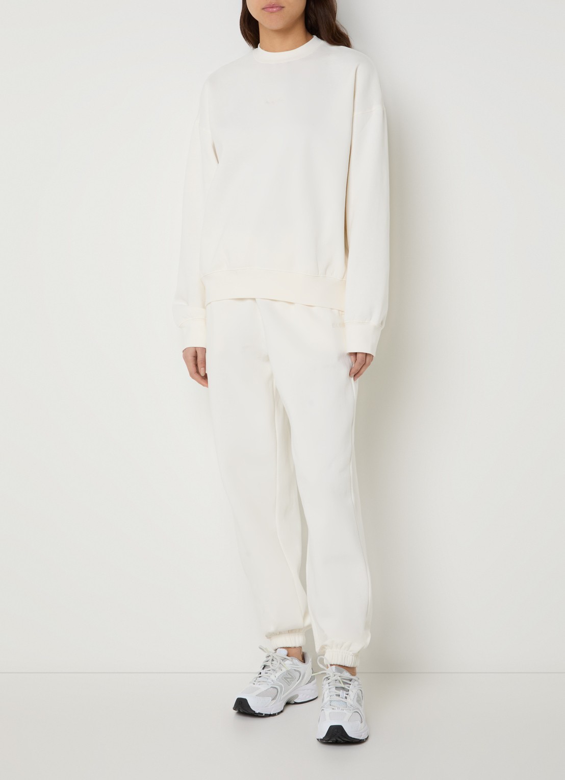 Björn Borg Studio sweater met logoborduring - voorkant 3 gebroken wit