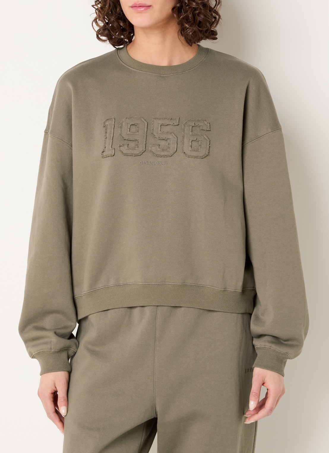 Björn Borg Sweater met borduring - detail 3 lichtbruin