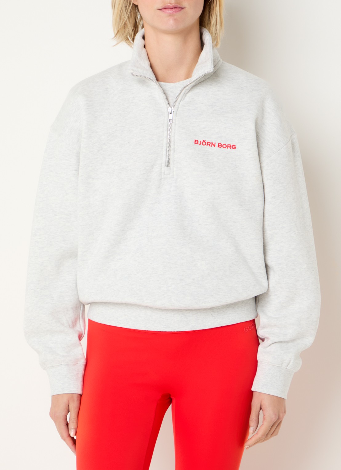 Björn Borg Sweater met halve rits - achterkant 3 grijsmele