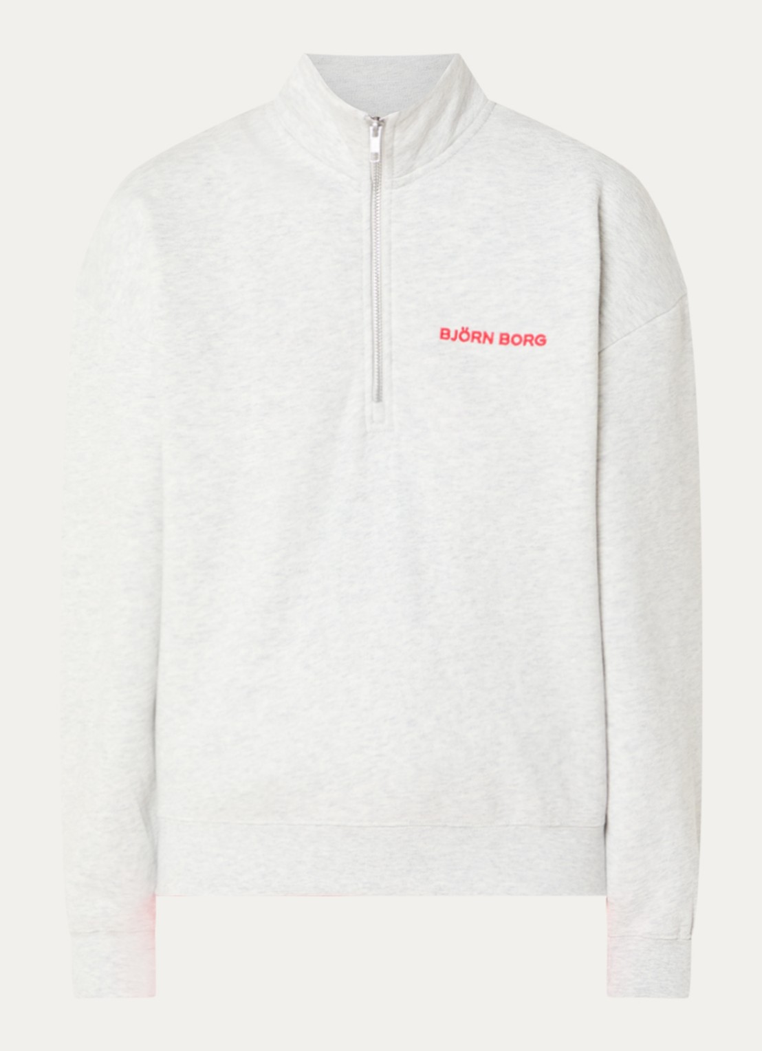 Björn Borg Sweater met halve rits - voorkant grijsmele