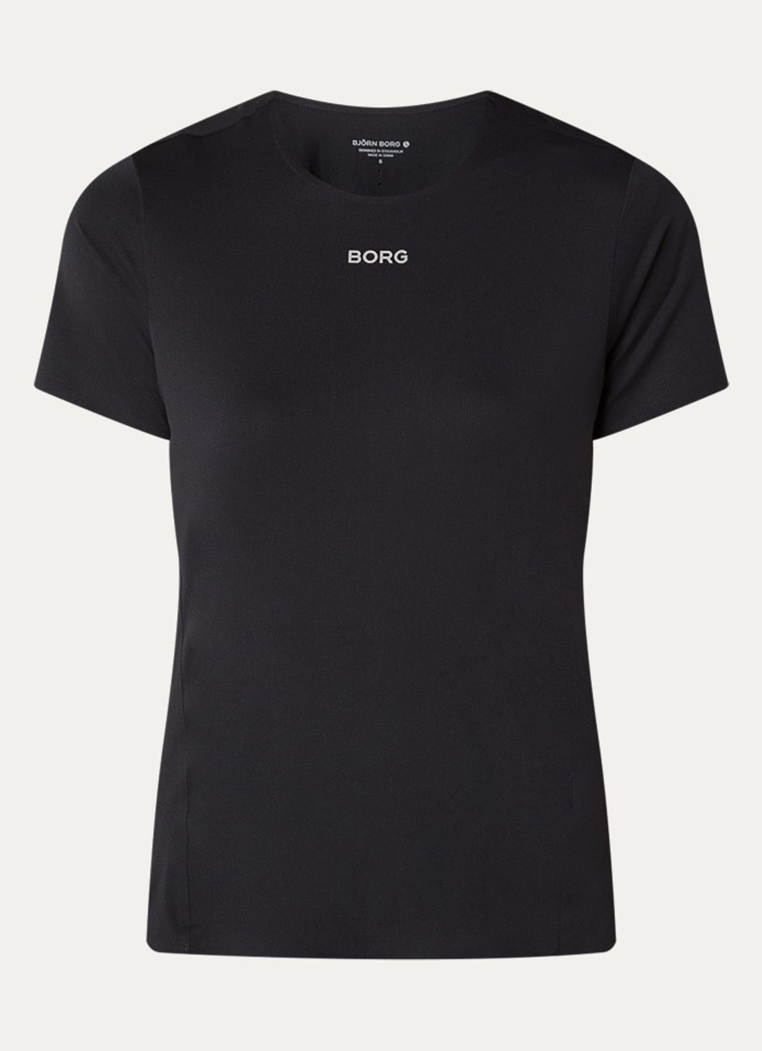 Björn Borg Trainings T-shirt met logo- en backprint - voorkant zwart